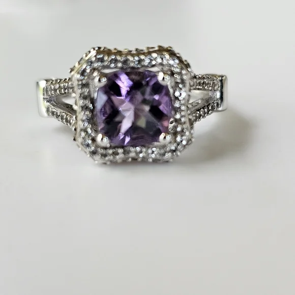 Genuine Carol Brodie Rarities Amethyst & Rubies Sterling Silver Ring Size 9! - Picture 10 of 16